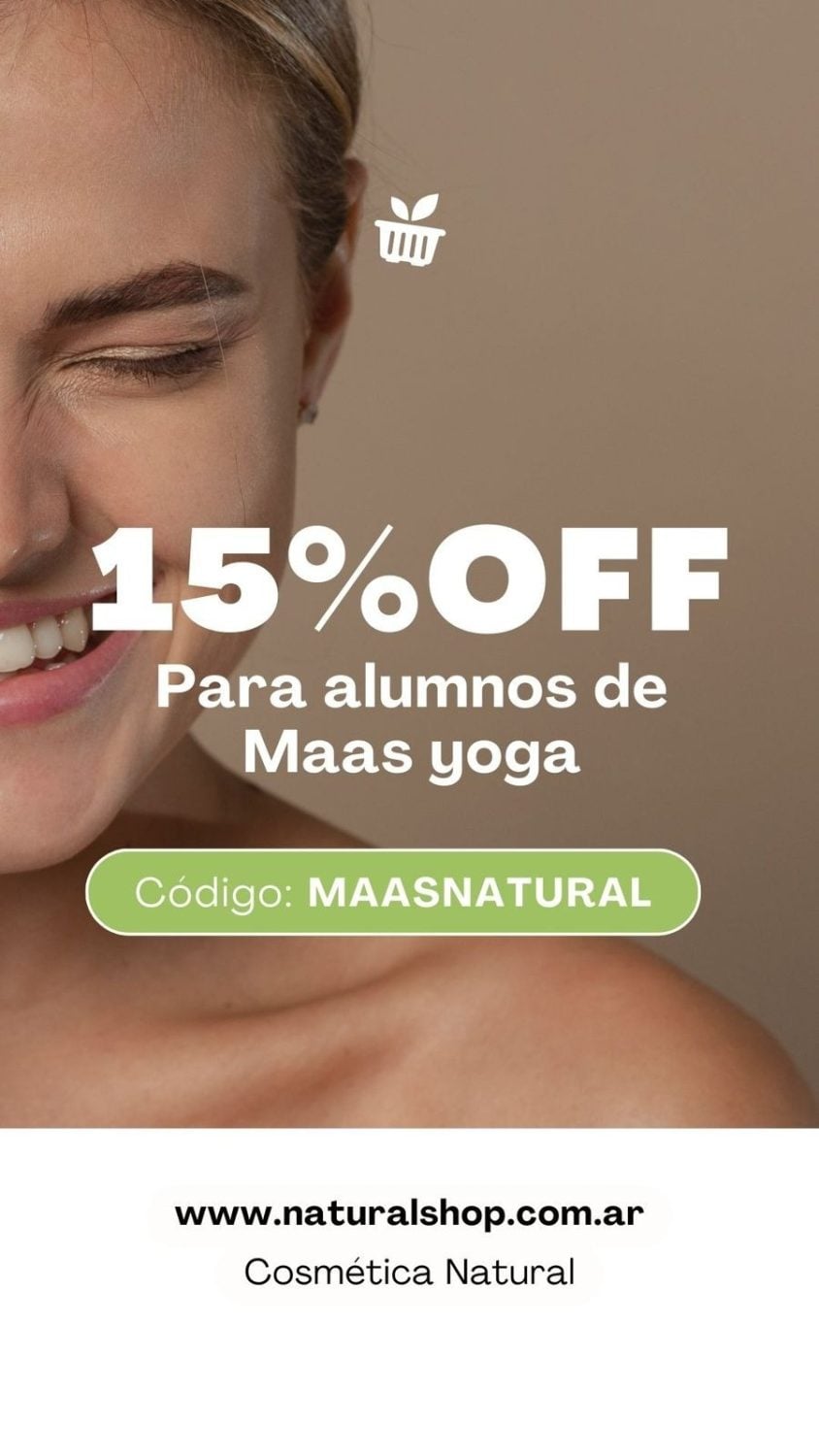 15% off en Natural Shop para alumnos de Maas Yoga. Código MAASNATURAL.